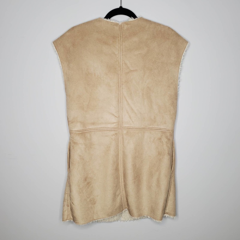 VELVET BY GRAHAM & SPENCER Cream Faux Fur Sleeveless Vest Sz S - Picture 6 of 8